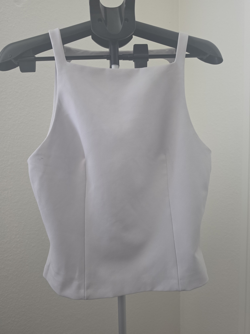 Zara White Square Neck Tank with Structured Seams